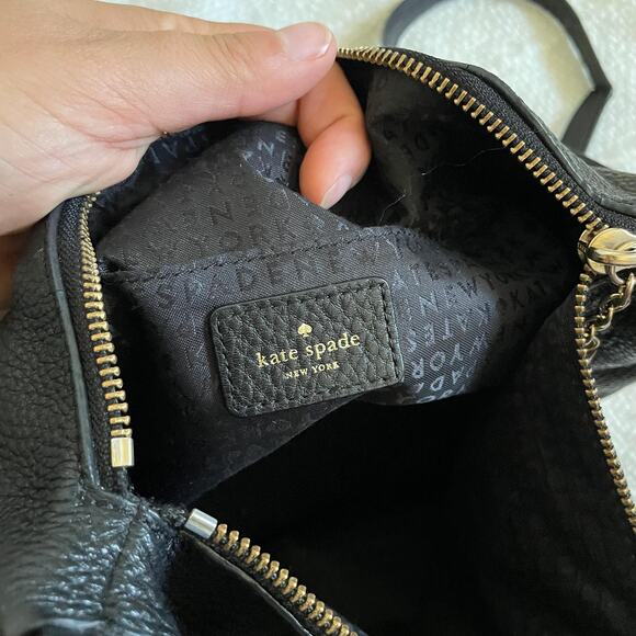KATE SPADE black leather crossbody bag medium purse - Picture 5 of 9